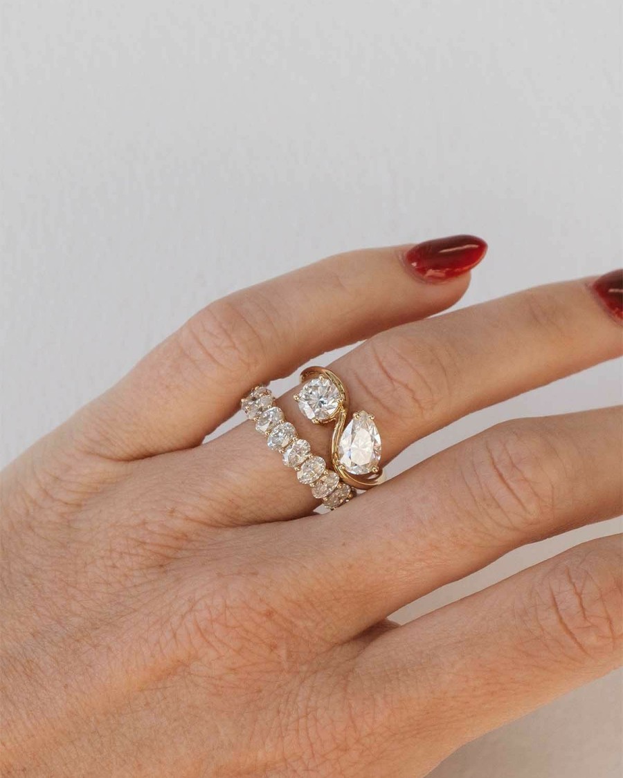 Shop YCL Jewels Engagement Rings | Curve Toi Et Moi Moissanite Ring | 14K Solid Gold