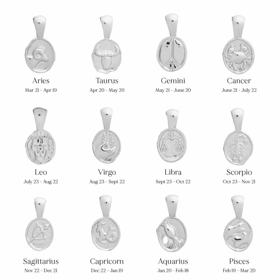 Shop YCL Jewels Star Sign & Birthstone Pendants | Small Zodiac Ii Pendant - Sterling Silver