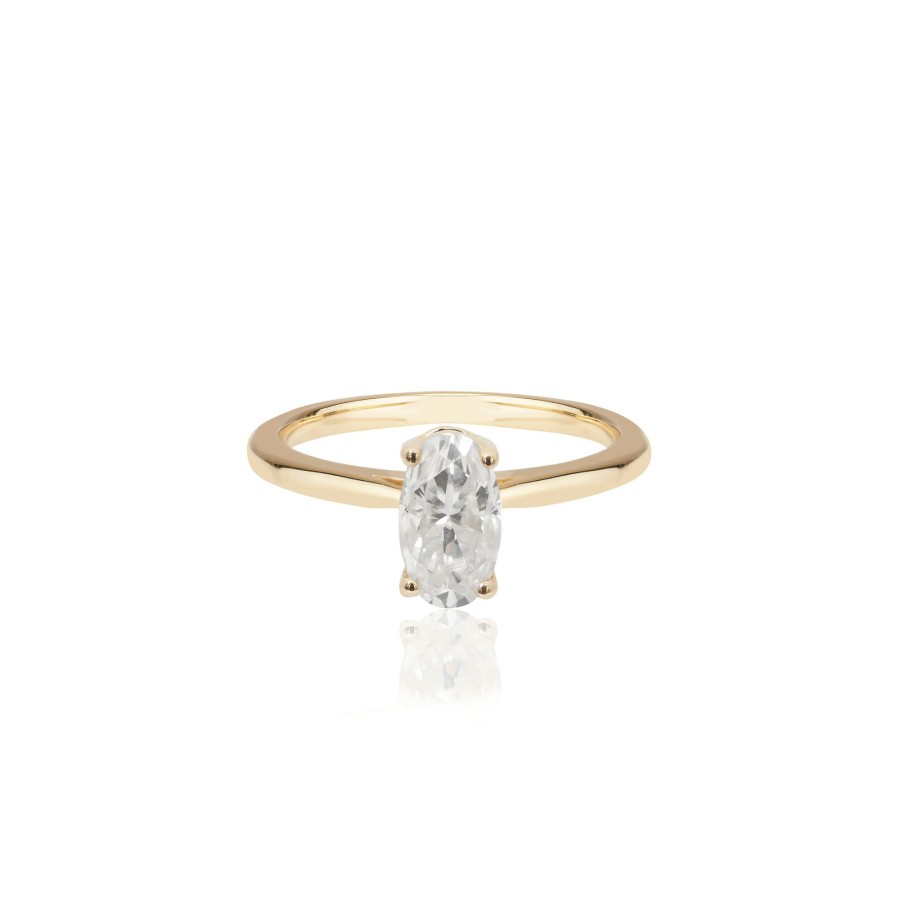 Shop YCL Jewels Custom Rings | Petite Oval Moissanite Ring | 14K Solid Gold