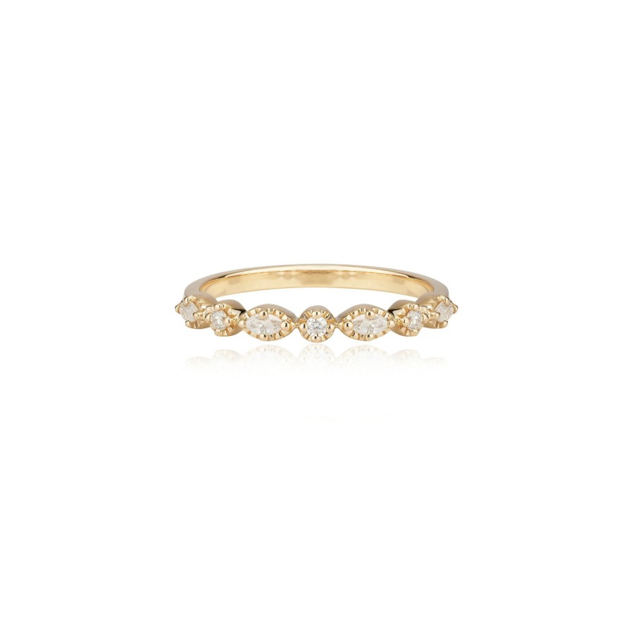 Shop YCL Jewels Custom Rings | Marquise Round Moissanite Ring Band | 14K Solid Gold