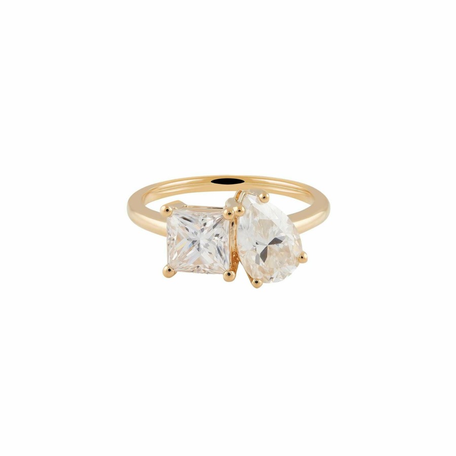 Shop YCL Jewels Custom Rings | Princess Pear Cut Toi Et Moi Moissanite Ring | 14K Solid Gold