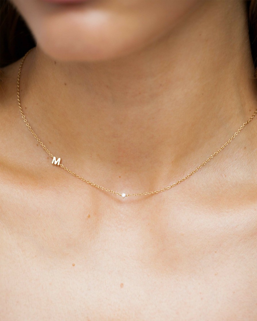 Necklaces YCL Jewels | Petite Initial Necklace | 9K Solid Gold