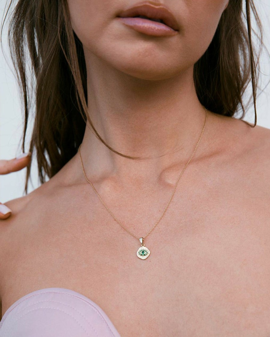 Necklaces YCL Jewels | Emerald Evil Eye Necklace