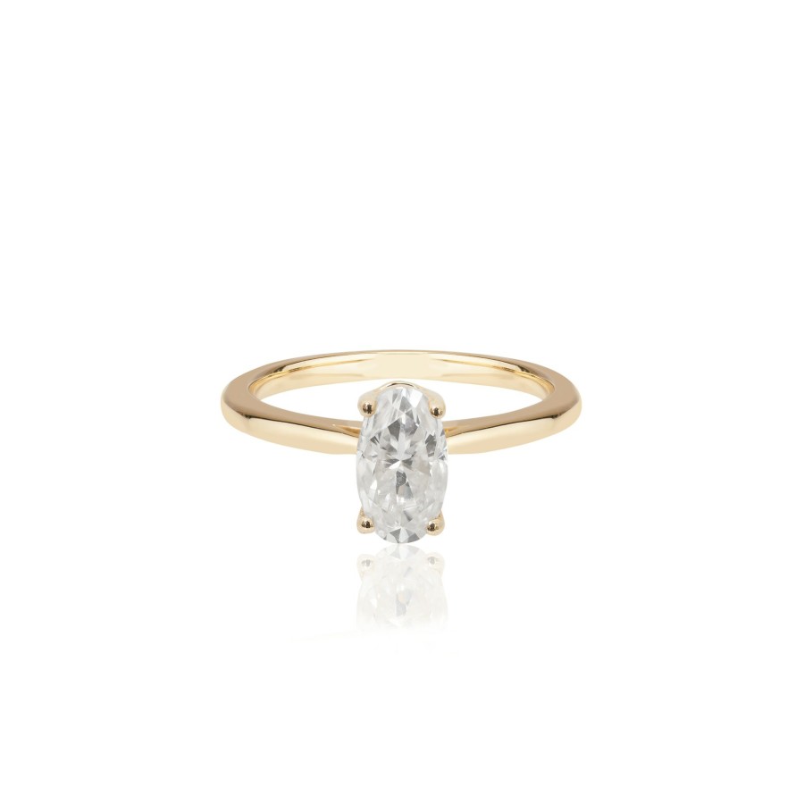 Shop YCL Jewels Engagement Rings | Petite Oval Moissanite Ring | 14K Solid Gold